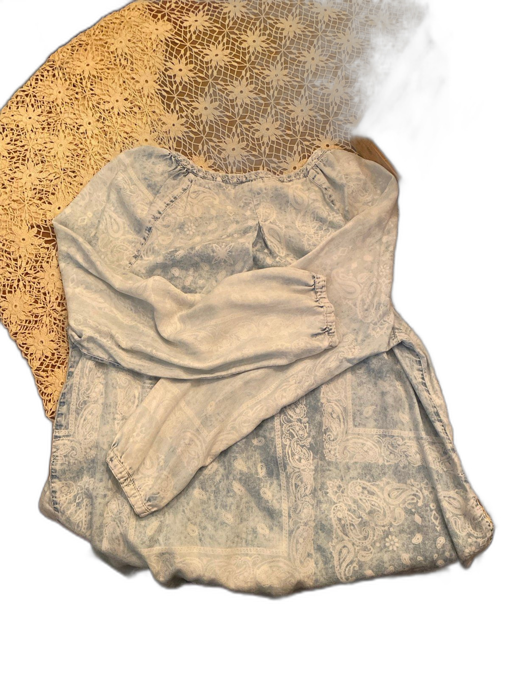 Vintage America Blues Cotton Poets Blouse Sixe XL - Picture 2 of 3